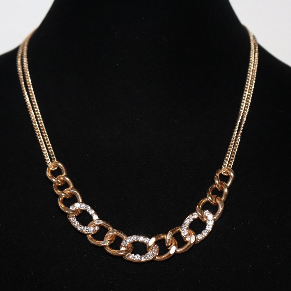 Beautiful gold and rhinestone chain necklace 19-22"